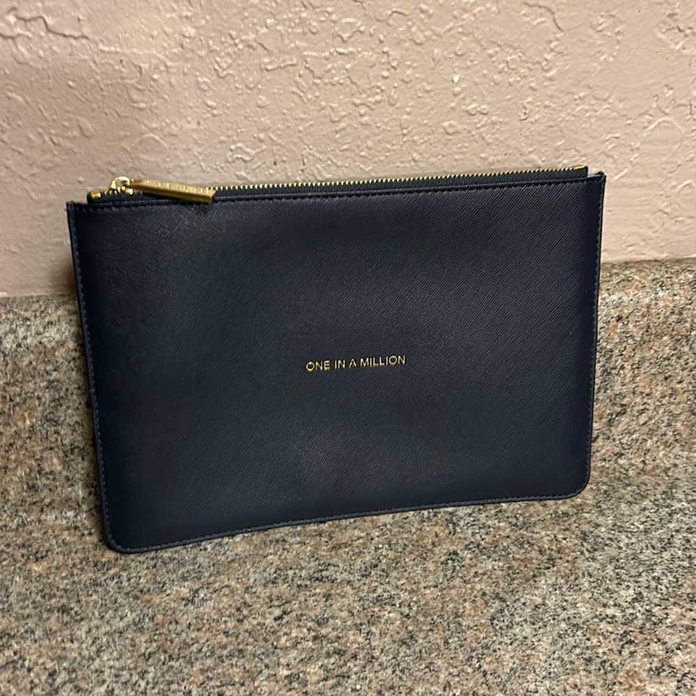 Katie Loxton Navy Blue “One In A Million” Clutch. Plus a free Gray Wristlet